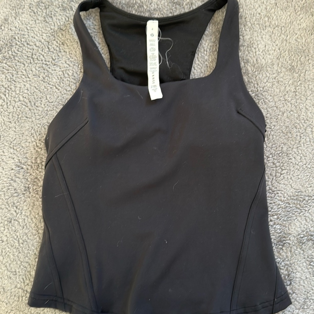 Lululemon built in bra light support tank top size 4 black racer back top